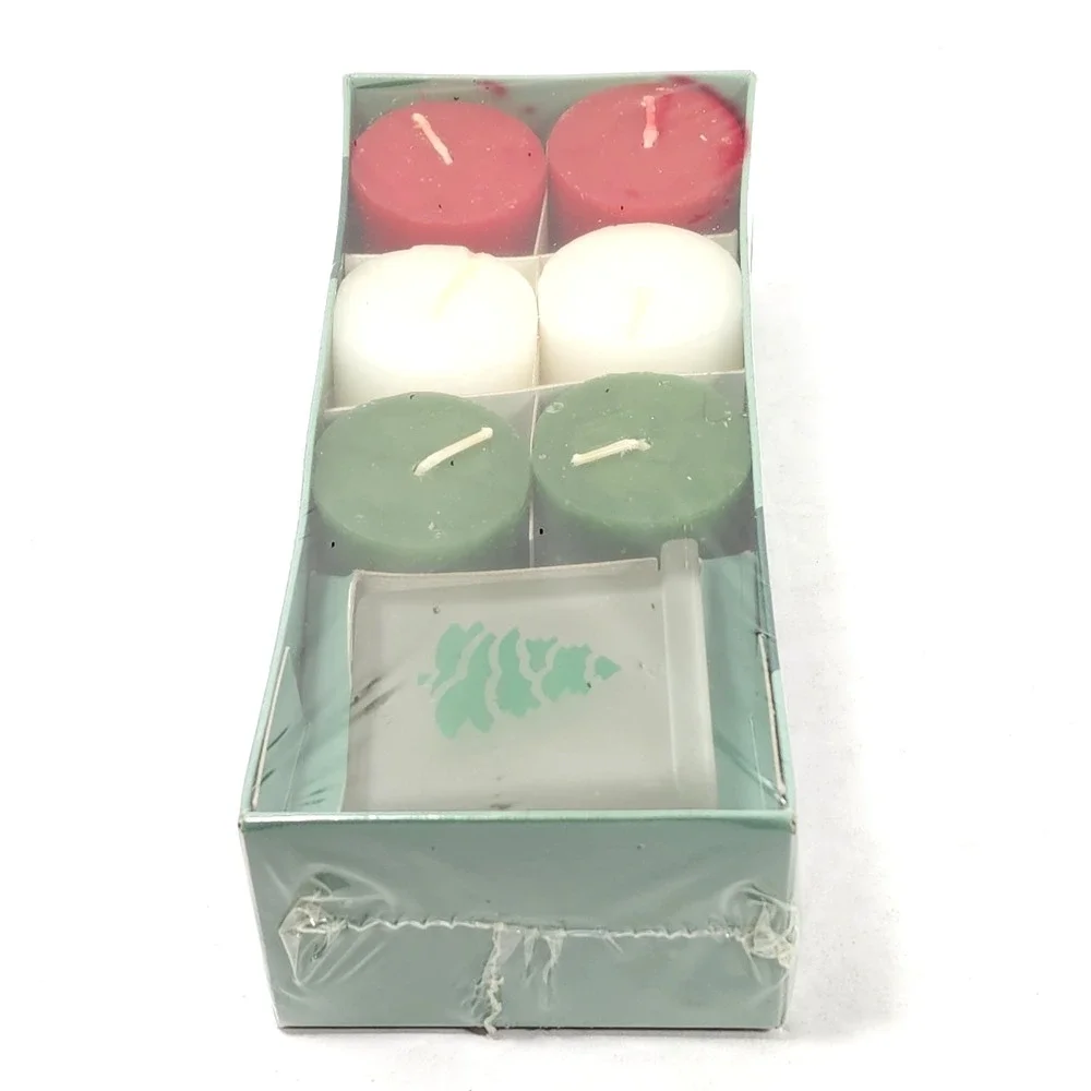 AIRLUME Assorted Votive Candles Set of 6‎ Glass Holder Christmas New Sealed